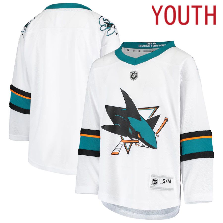 Youth San Jose Sharks White Away Replica NHL Jersey
